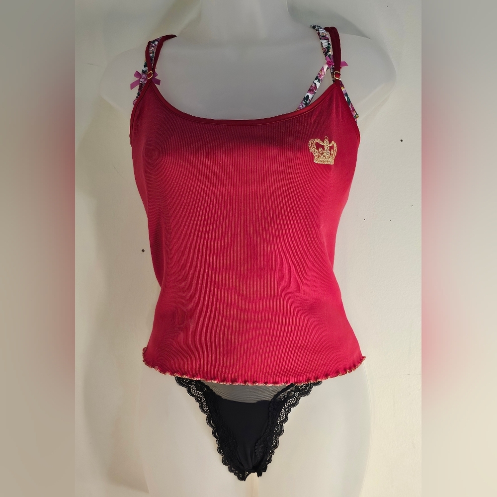 Victoria's Secret Red Camisole with Black Lace Panties
